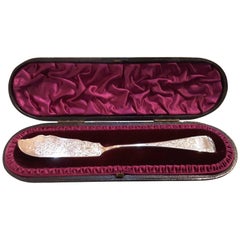 Sterling Silver Butter Knife in a Presentation Case London Hallmarked for 1886