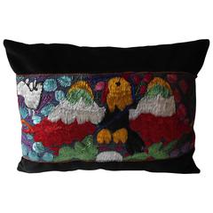 Throw Pillow with Antique Peruvian Ceremonial Mantle, Bolster or Lumbar