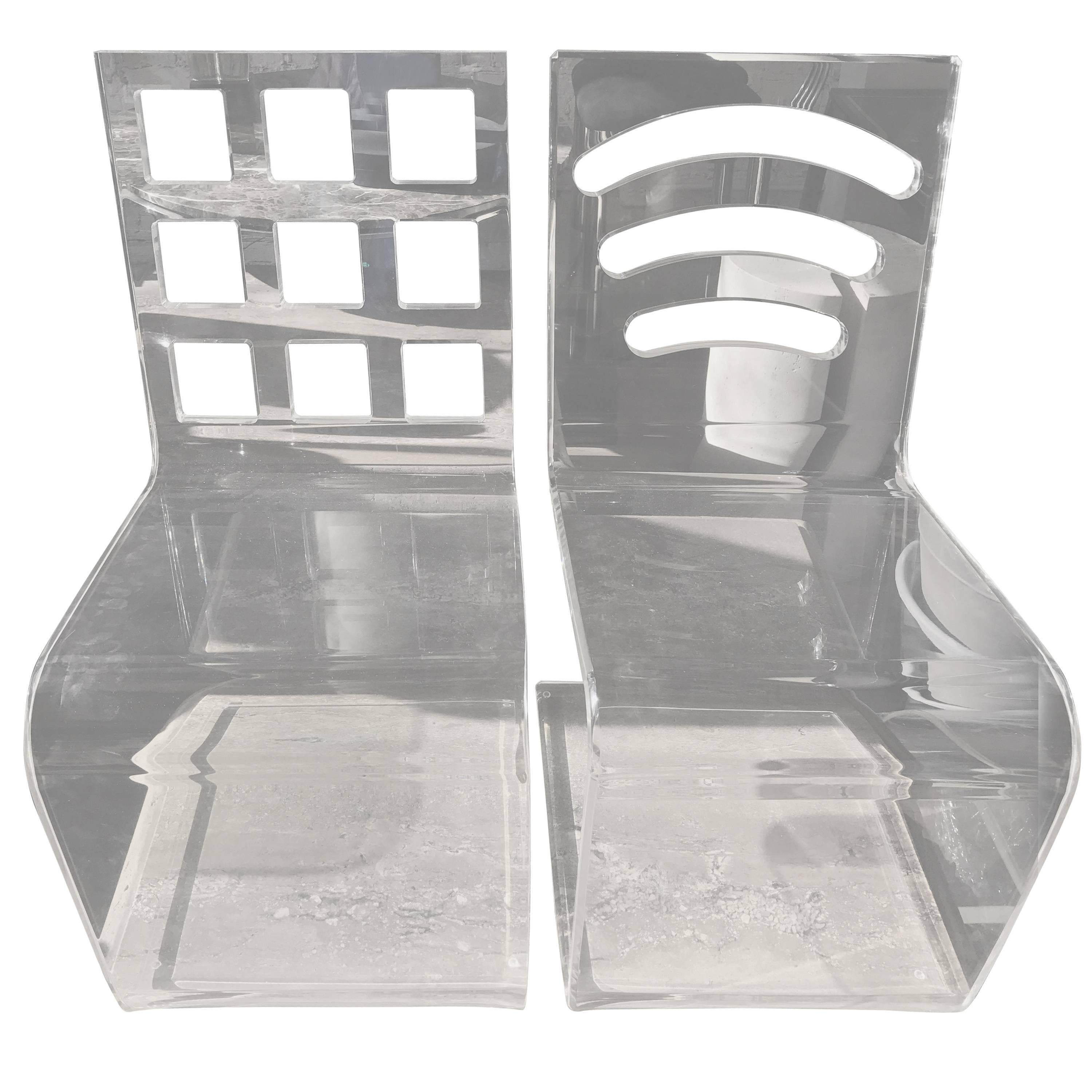 Lucite Zig-Zag Vanity or Desk Chairs For Sale