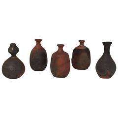 Set of Five Contemporary Japanese Sake Bottles