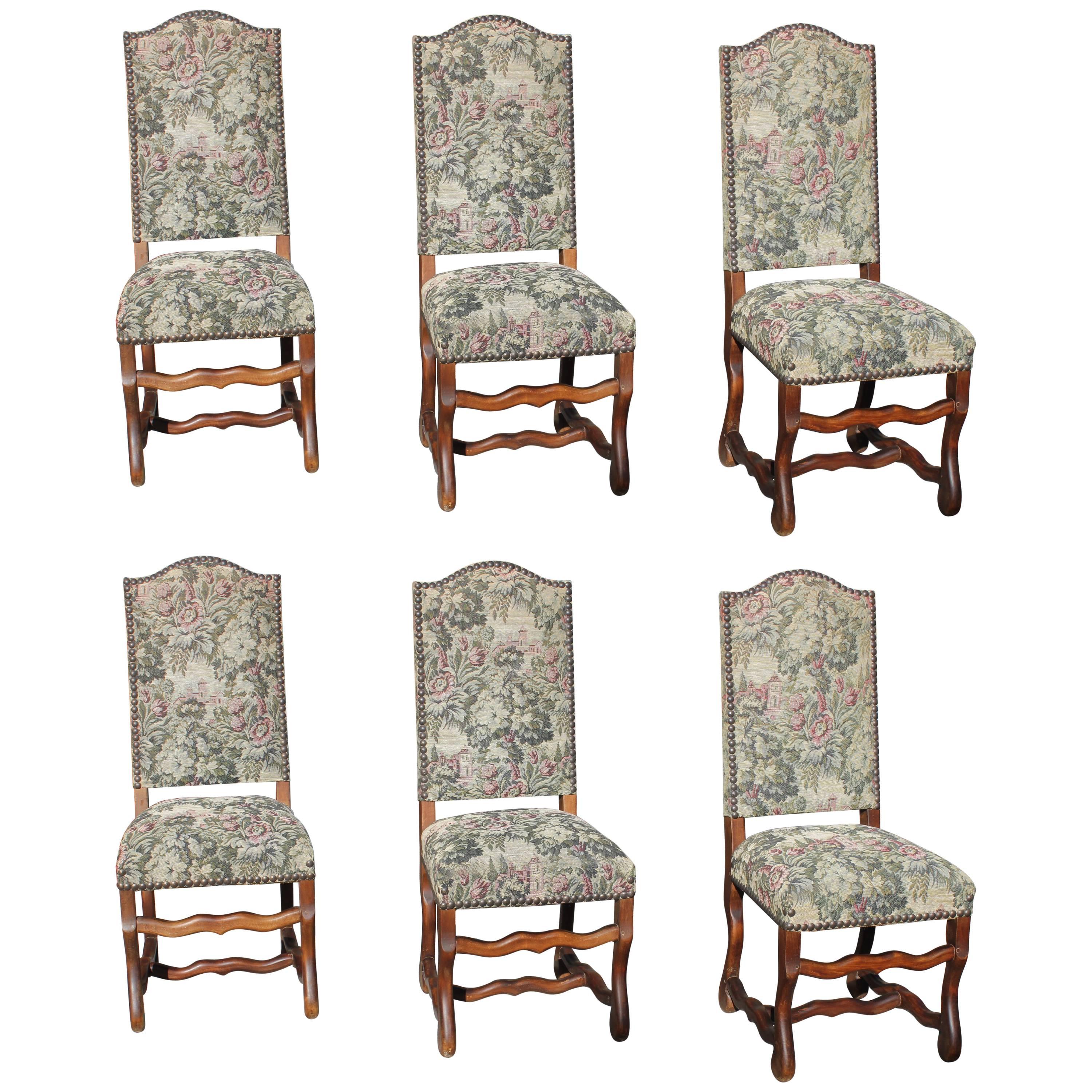 Beautiful Set of Six Louis XIII Style Os De Mouton Dining Chairs, circa 1880