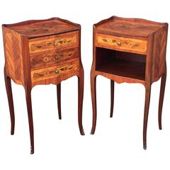 Pair of French Inlaid Nightstands or Bedside Tables