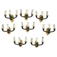 Suite of Eight Empire Style Three-Arm Wall Sconces 1