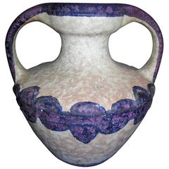 Early Contemporary Handgefertigte und handglasierte Classic Amphora Vase, lila Glasur