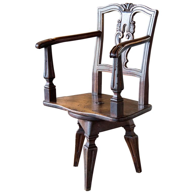 Unusual Eastern European Swivel Chair on Three Leg Base For Sale