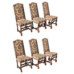 Fine Set of Six Louis XIII Style Os de Mouton Dining Chairs, circa 1880