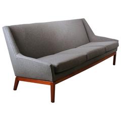 Vintage Danish Sofa in Wool Fabric with Rosewood Base 1