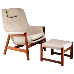 Carl-Gustav Hiort af Ornäs Lounge Chair with Ottoman, Finland, 1950s