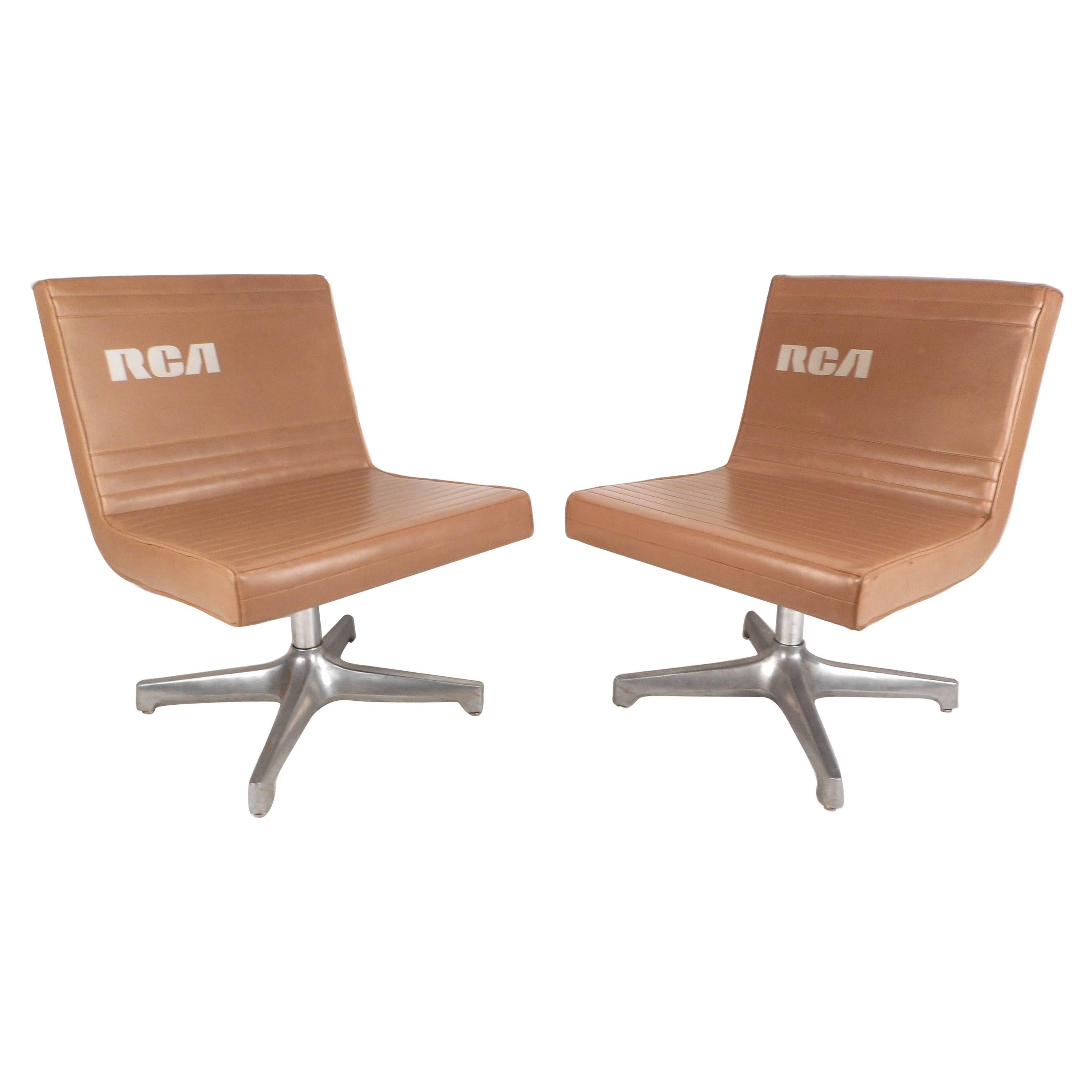 Pair of Mid-Century Modern Vinyl Slipper Chairs