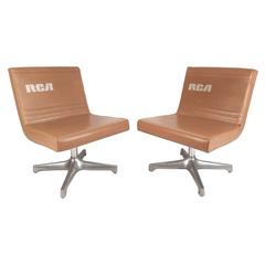Pair of Mid-Century Modern Vinyl Slipper Chairs 12