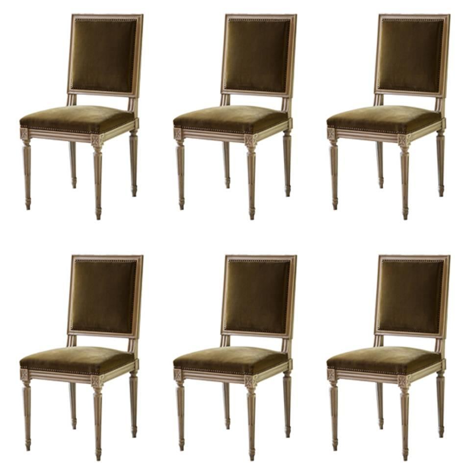 Set of Six Late 19th Century Dining Chairs in the Louis XVI Style