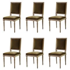 Set of Six Late 19th Century Dining Chairs in the Louis XVI Style