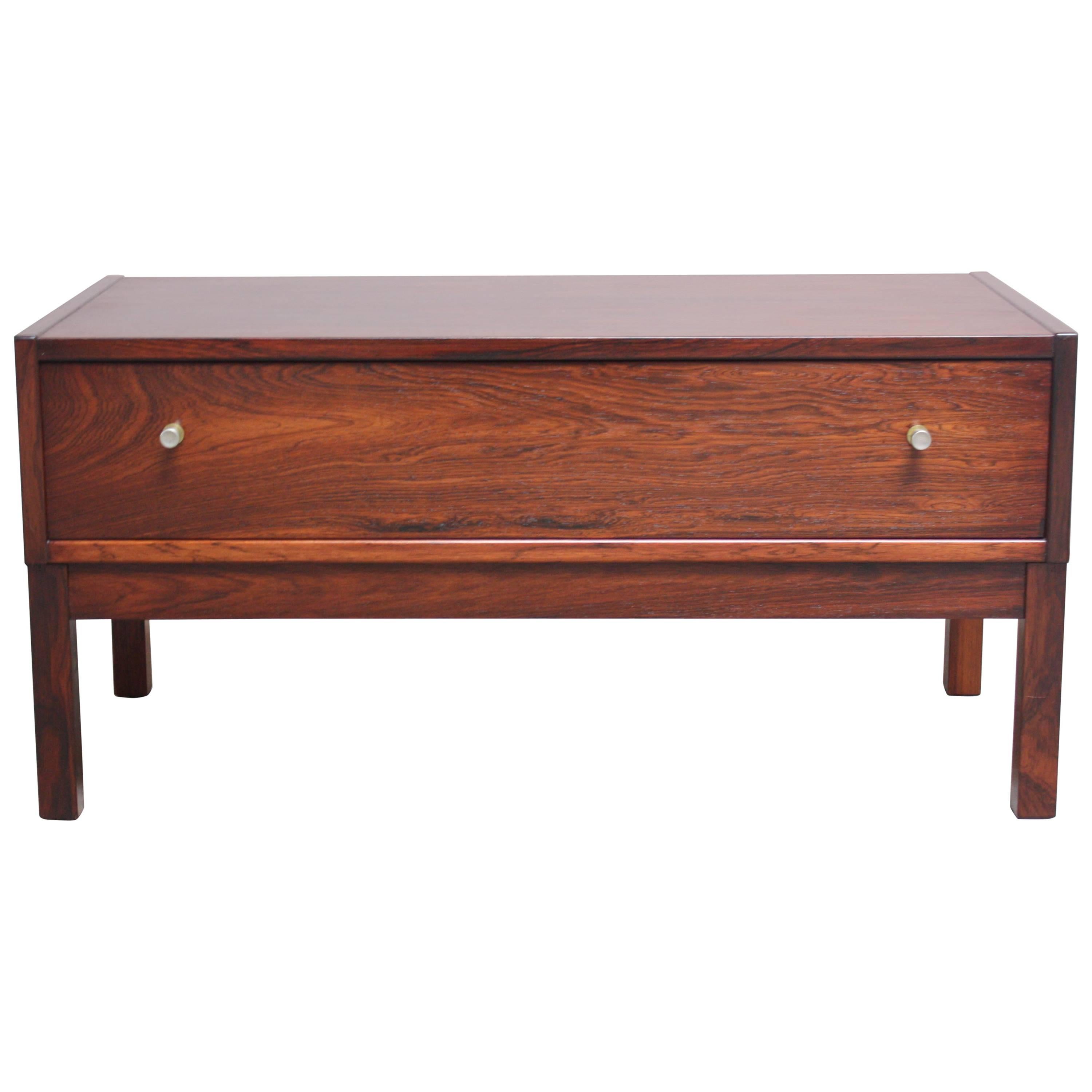 Danish Rosewood Single-Drawer Hallway Chest with Aluminium Pulls