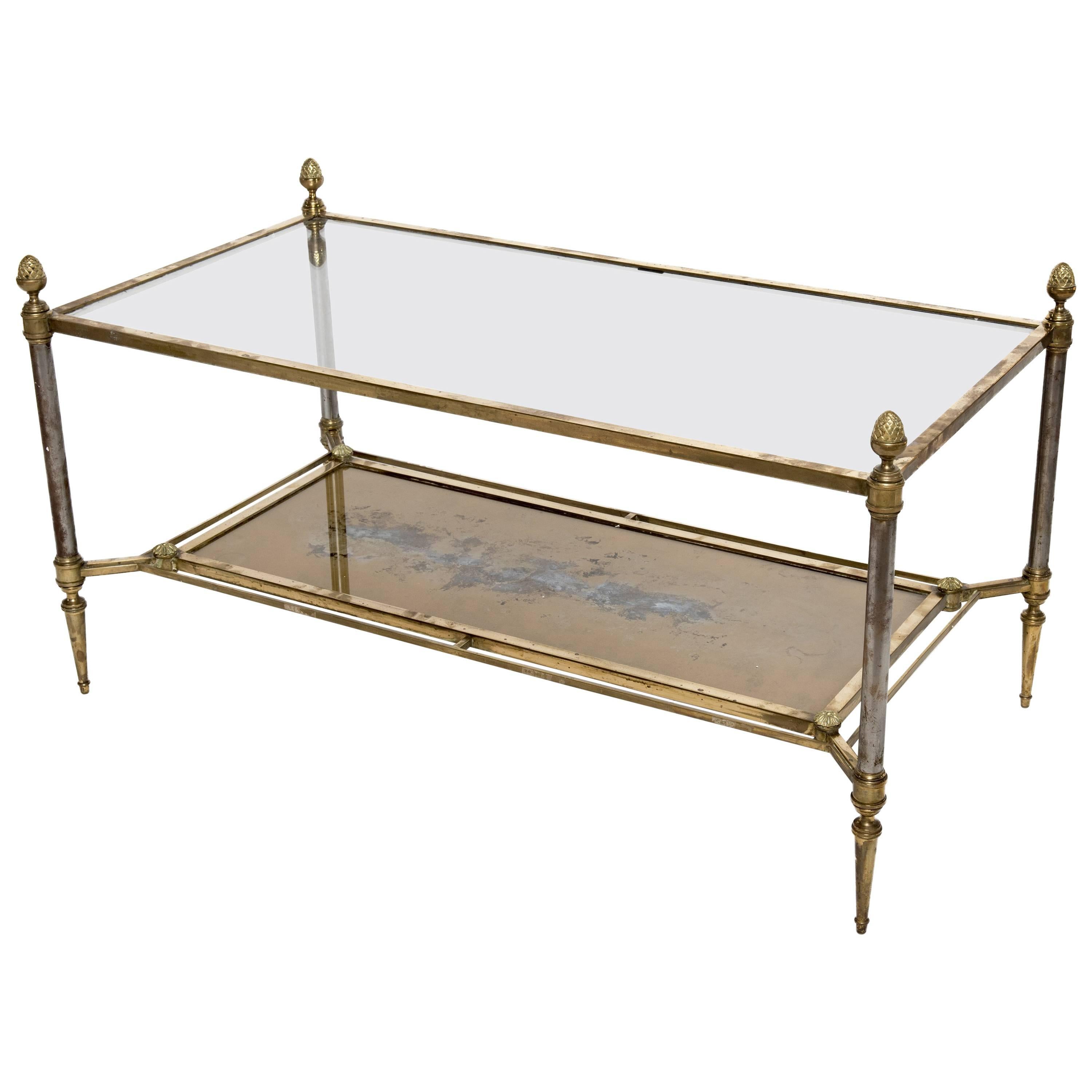 Rectangular Brass-Plated Steel Coffee Table For Sale