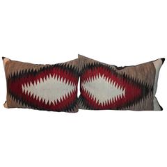 Pair of Large Navajo Indian Weaving Eye Dazzler Pillows