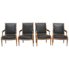 Louis XVI Style Carved and Gilded Fauteuils, Two Pairs 1