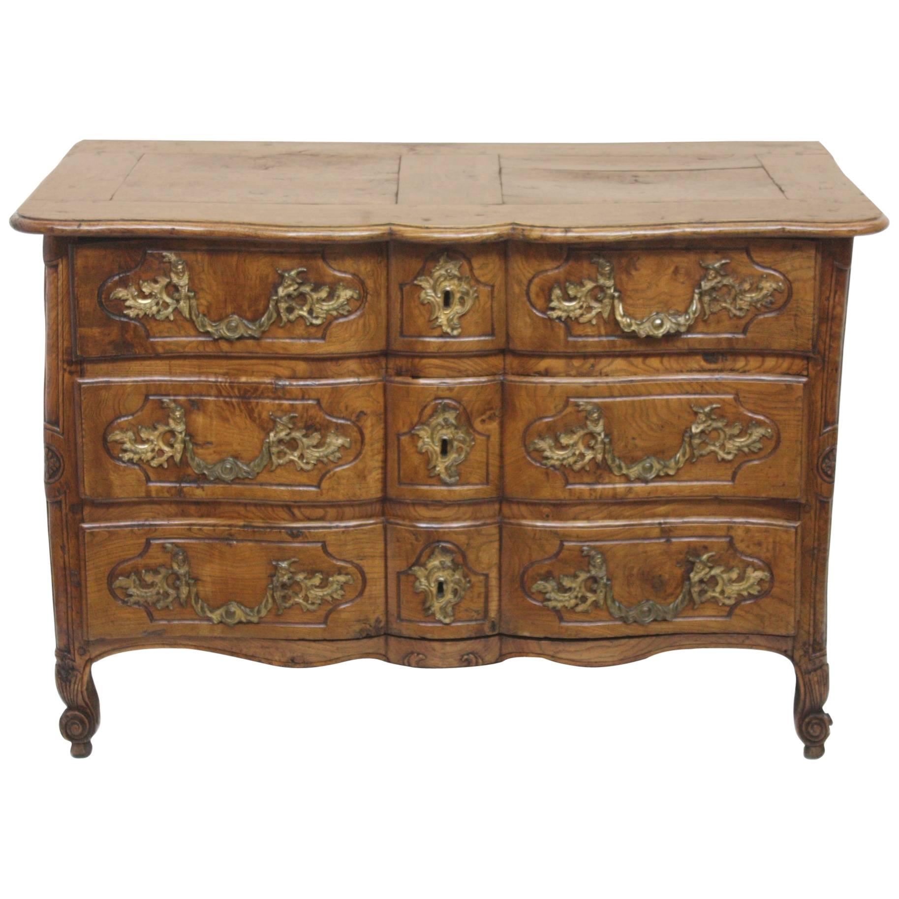 Period Louis XV Burled Elm Commode