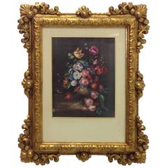 20th Century Painting in Giltwood Frame with Front Glass