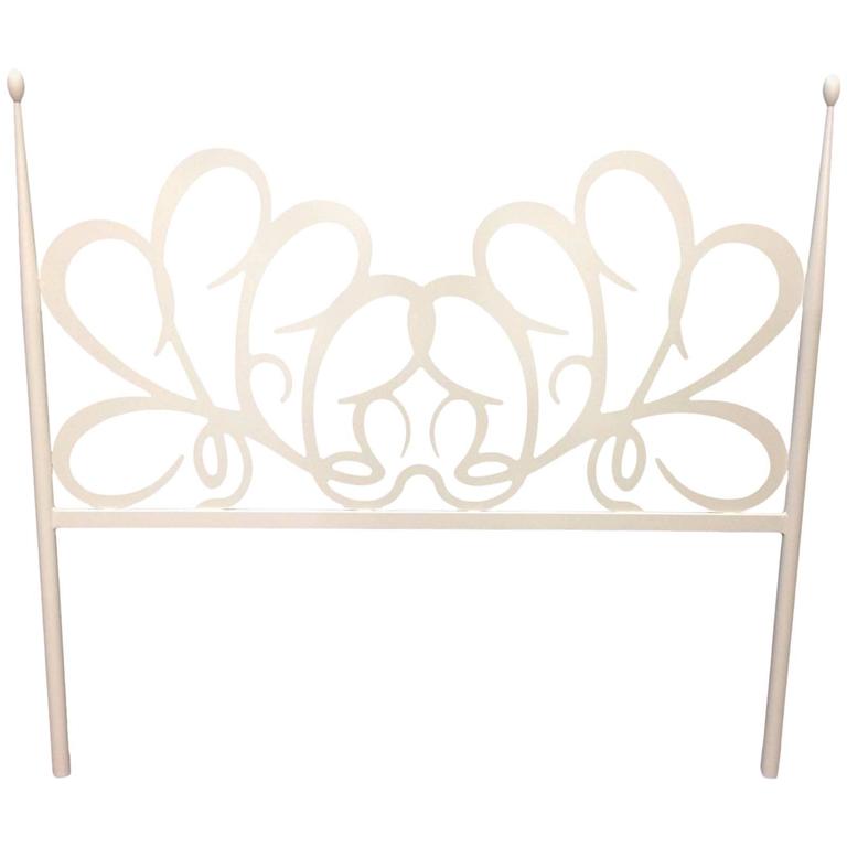 Shabby Chic White Iron Headboard For Sale at 1stdibs