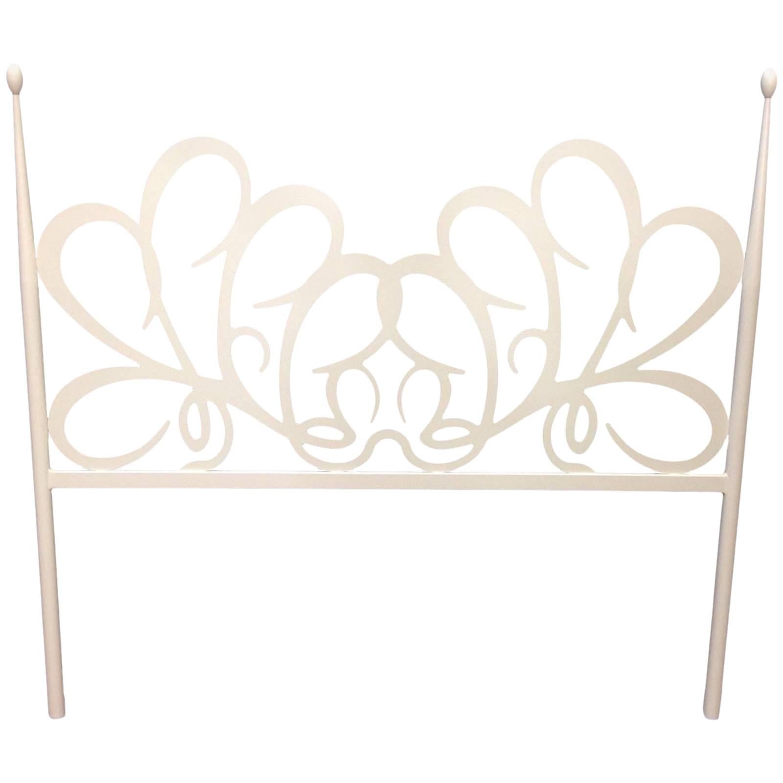 Shabby Chic White Iron Headboard For Sale