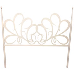 Antique Shabby Chic White Iron Headboard