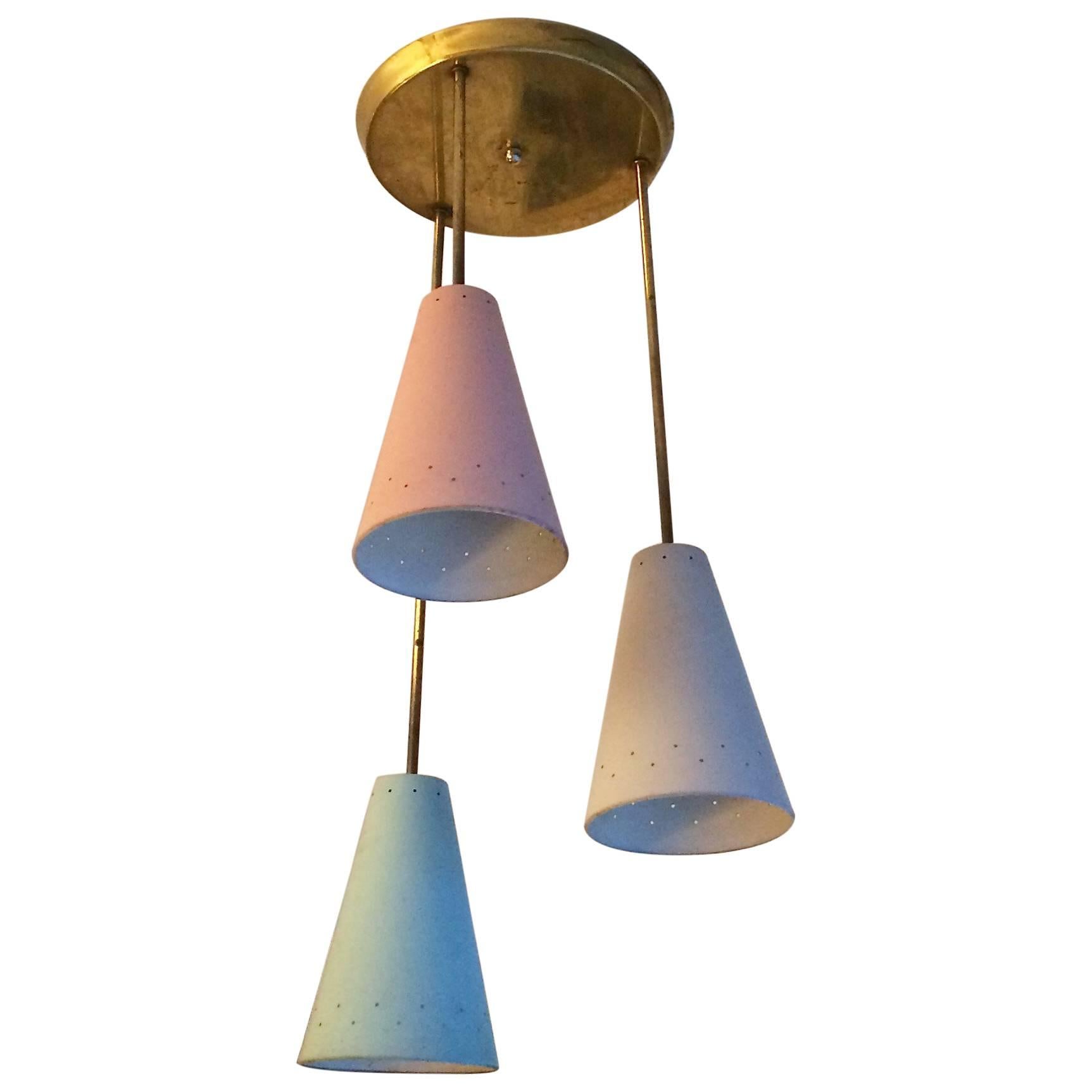 Graduated Pastel Cone Cluster Pendants by Lightolier For Sale