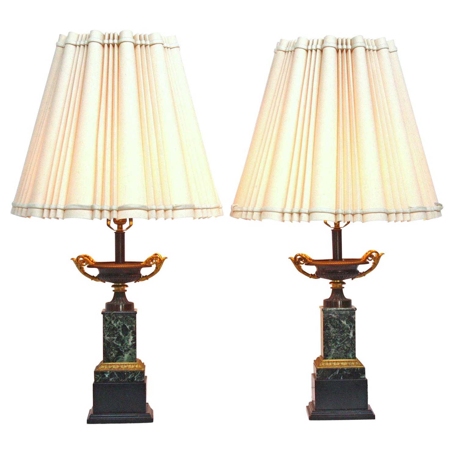 Mid-19th Century Pair of Grand Tour Bronze Tazas as Lamps