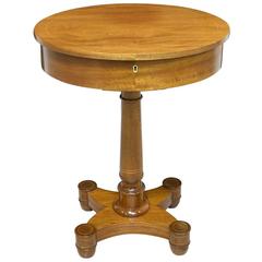 Late 19th Century Oval Sewing Table in Light Mahogany with Line Inlays