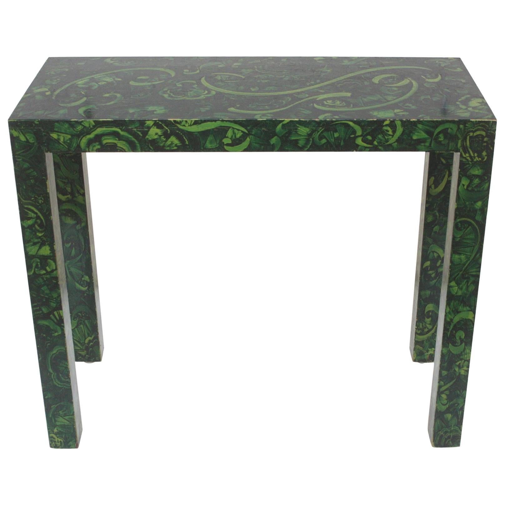 Faux Malachite Parsons Console Table