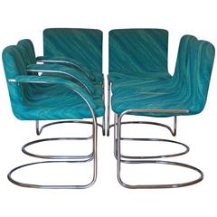 Set of Six Saporiti Italia "Lens" Dining Chairs with Missoni Fabric