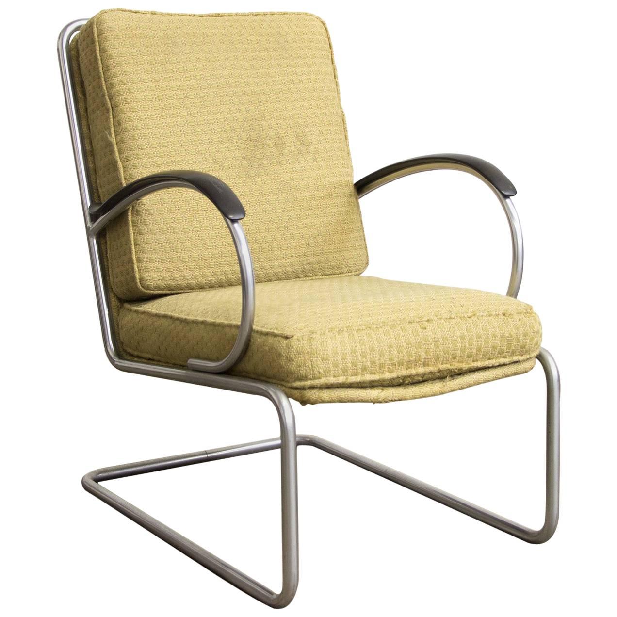 1933, W.H. Gispen for Gispen Culemborg, Easy Chair 409 by Gispen Designed Fabric