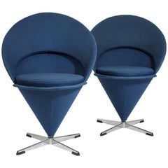 1960s Verner Panton Cone Chairs, Denmark with Original Fabric