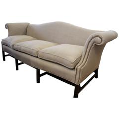 Antique Camelback Chippendale Style Sofa