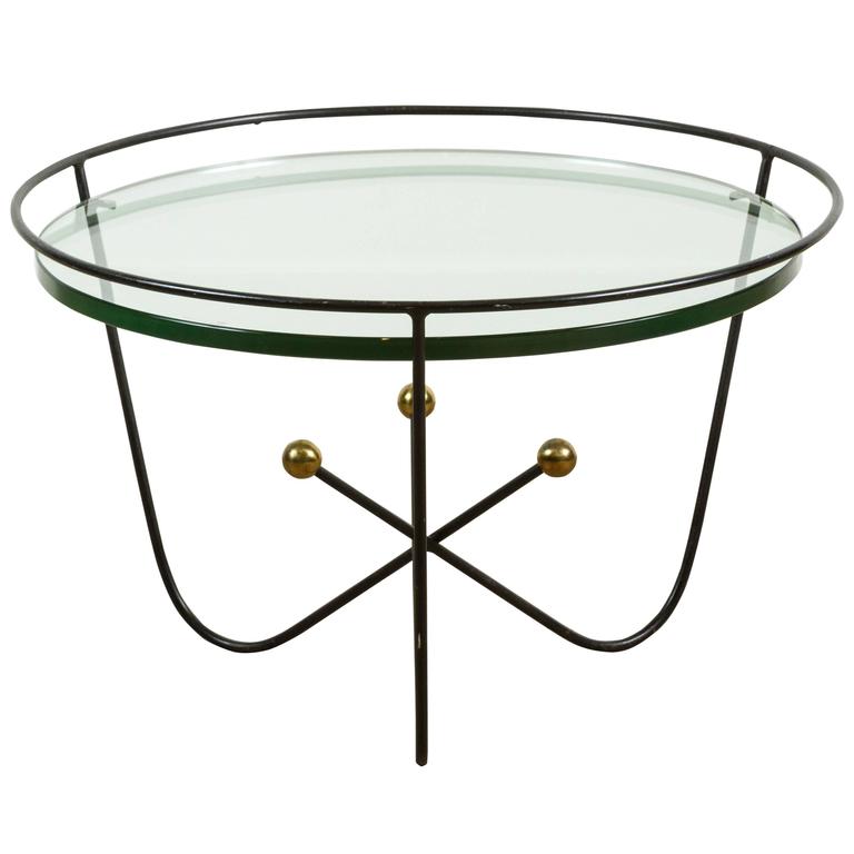 Italian MidCentury Iron and Brass Cocktail Table at 1stDibs