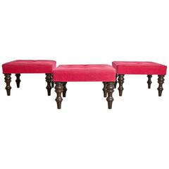 Welton Becket Custom Made Set of Three Tufted Stools, 1968 11