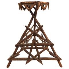 Antique Adirondack Twig Stand with Star Motif