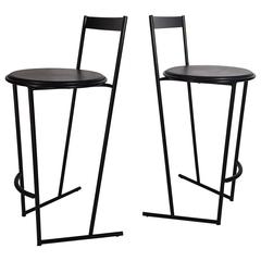 Postmodern Pair of Italian High Tech Bar Stools