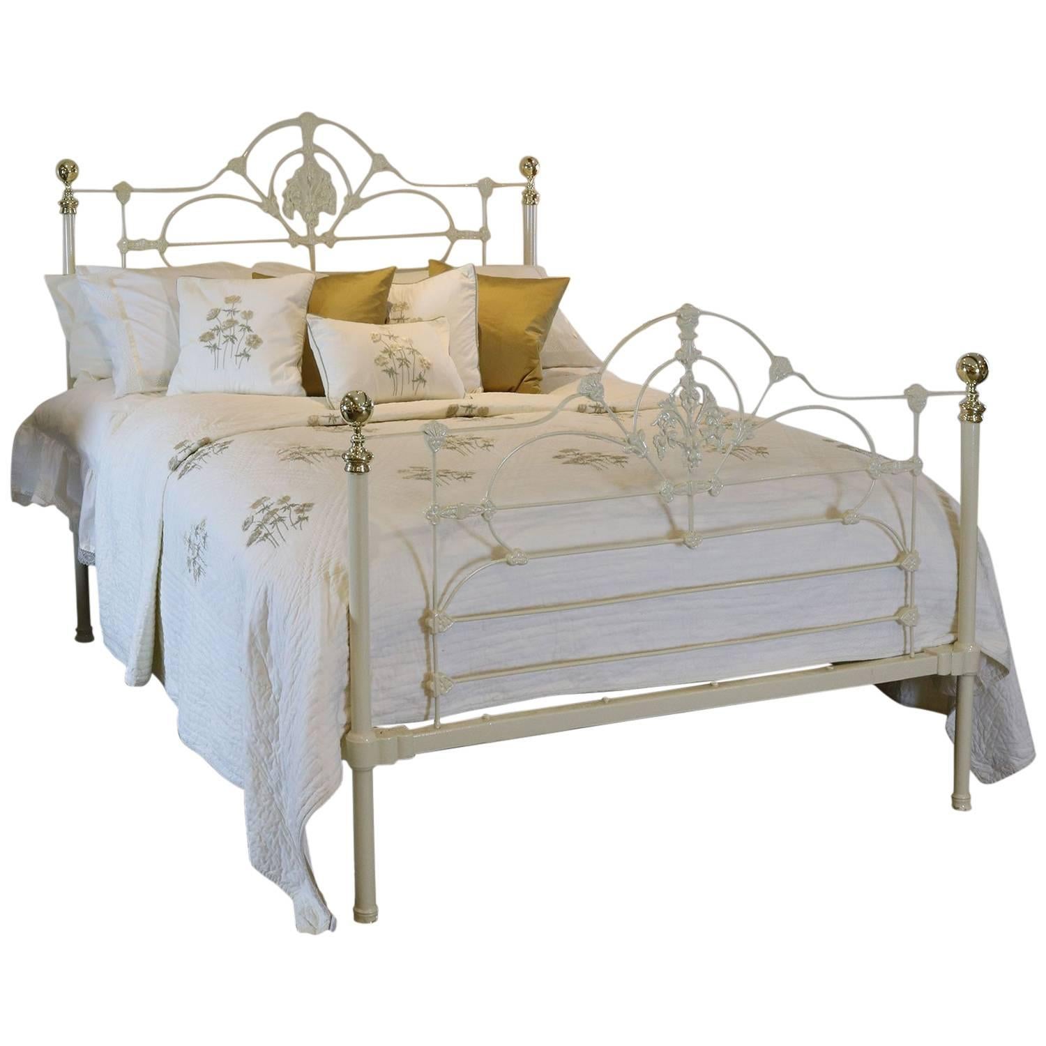 Cast Iron and Brass Bed in Cream MK95