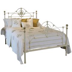 Cast Iron and Brass Bed in Cream MK95