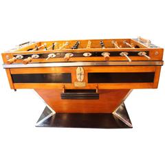 Mid-Century French Light Wood and Aluminum Foosball Table