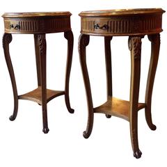 Antique Style French Bedside Tables Pair of Louis XV Side Mahogany Marble