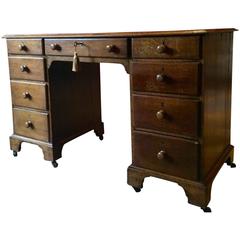 Antique Desk Twin Pedestal Writing Desk Victorian 19th Century Oak