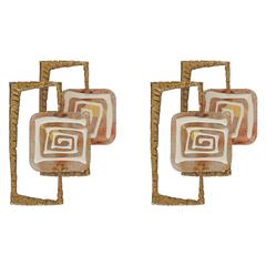 Spectacular Pair of Angelo Brotto Sconces for 'Esperia'