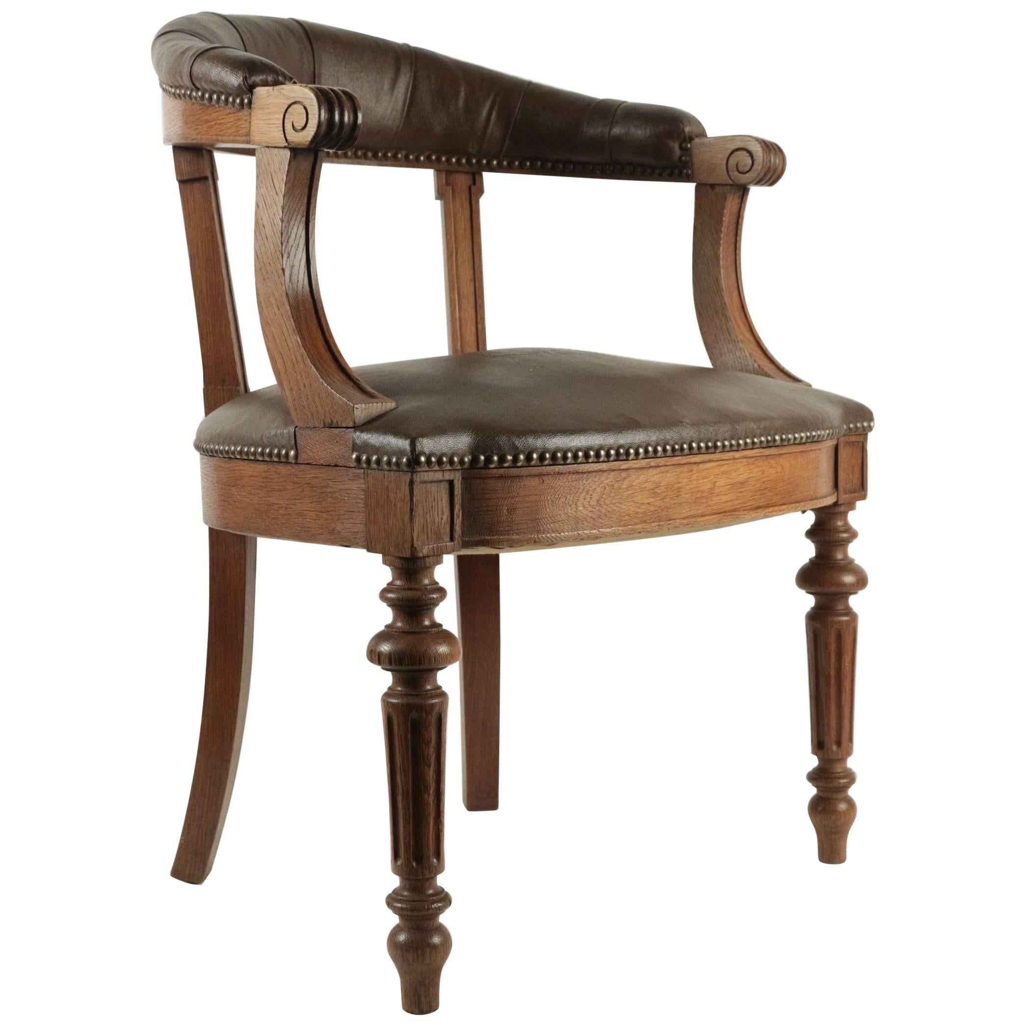 Office Chair from the Napoleon III Era in Fabric In The Imitation Of The Leather