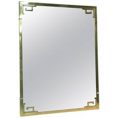 Exceptional Italian Solid Brass Wall Mirror with Greek Key Design