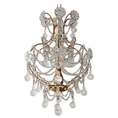 French Clear Murano Drops Crystal Prisms Chandelier, circa 1920