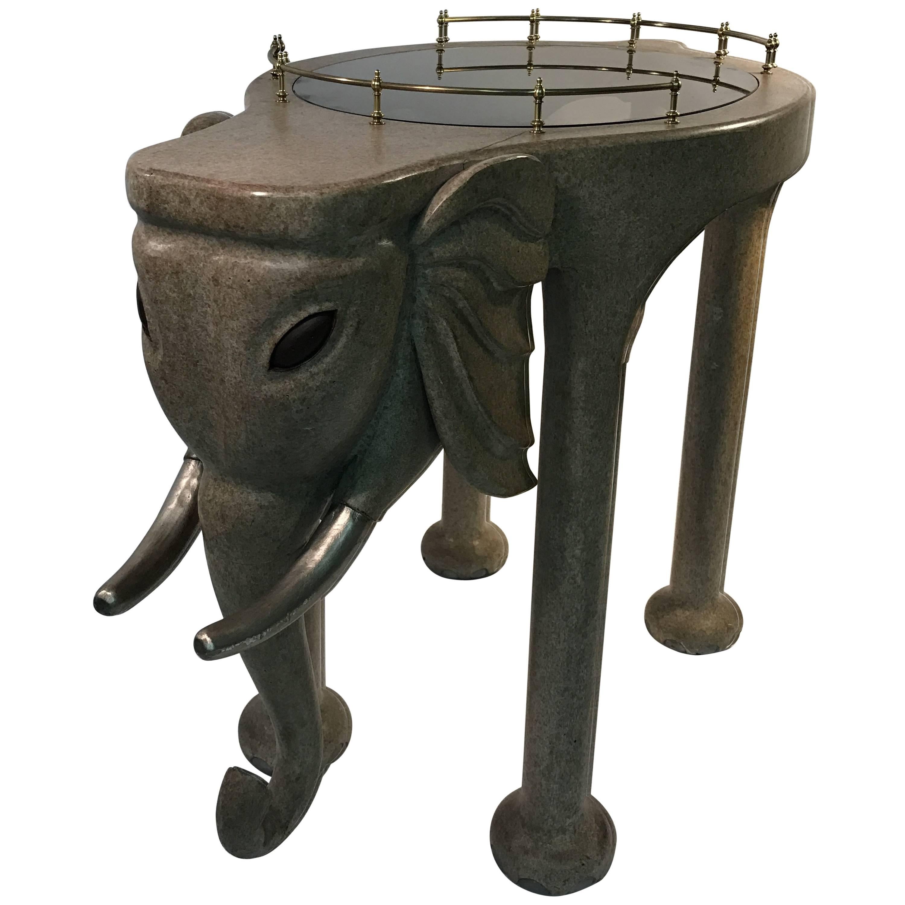 Exquisite and Rare Elephant Bar Cart by Marge Carson For Sale