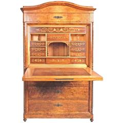 19th Century French, Walnut and Rosewood Secretaire a Abattant, Fall Front Desk