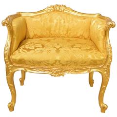 Beautiful Carved Gilt Wood Louis XVI Style Seat