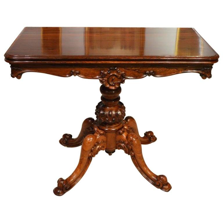 Rosewood Early Victorian Period Fold over Tea Table at 1stDibs